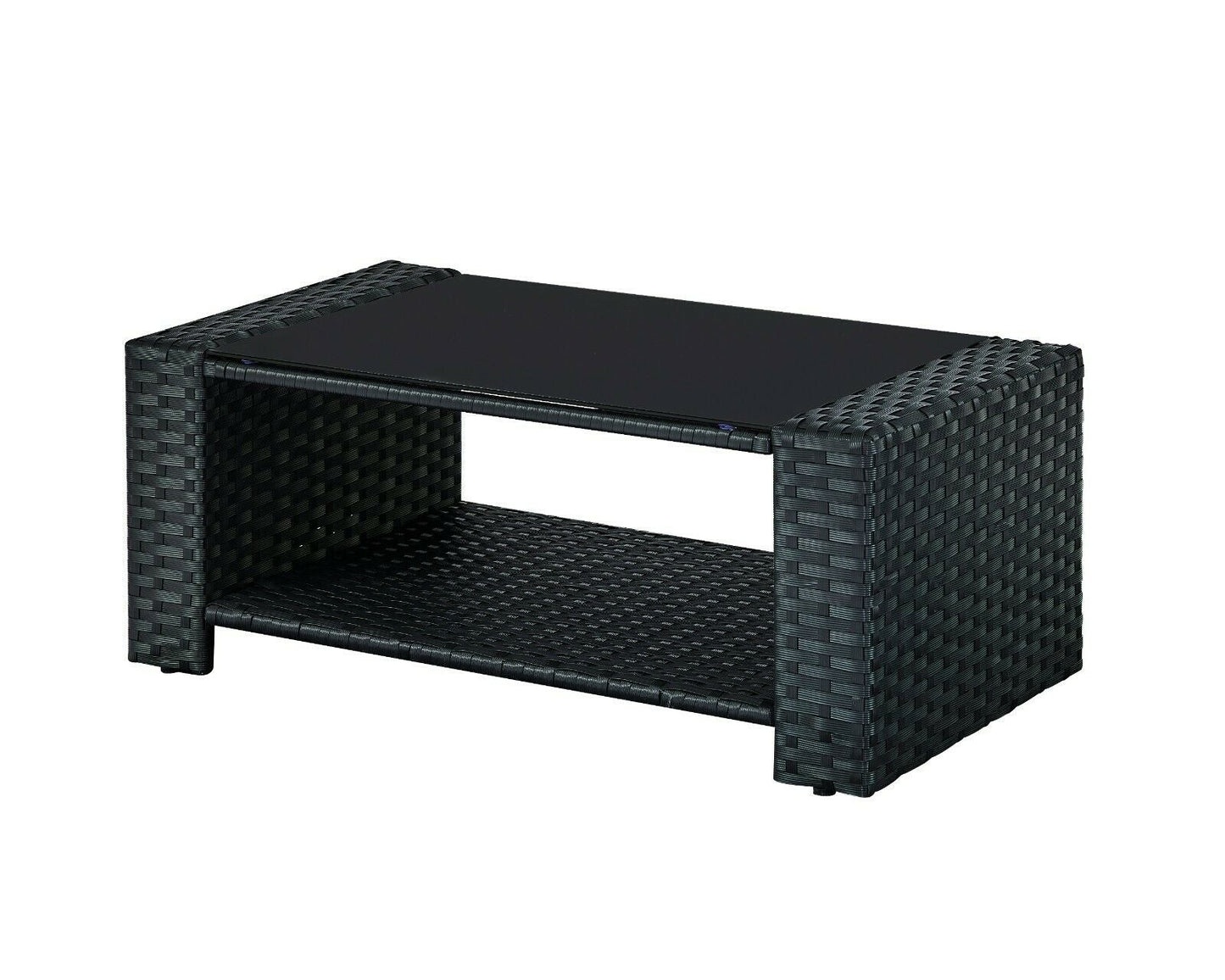 Vegas 4 Piece Rattan Garden Lounger with Cream Cushions - Black