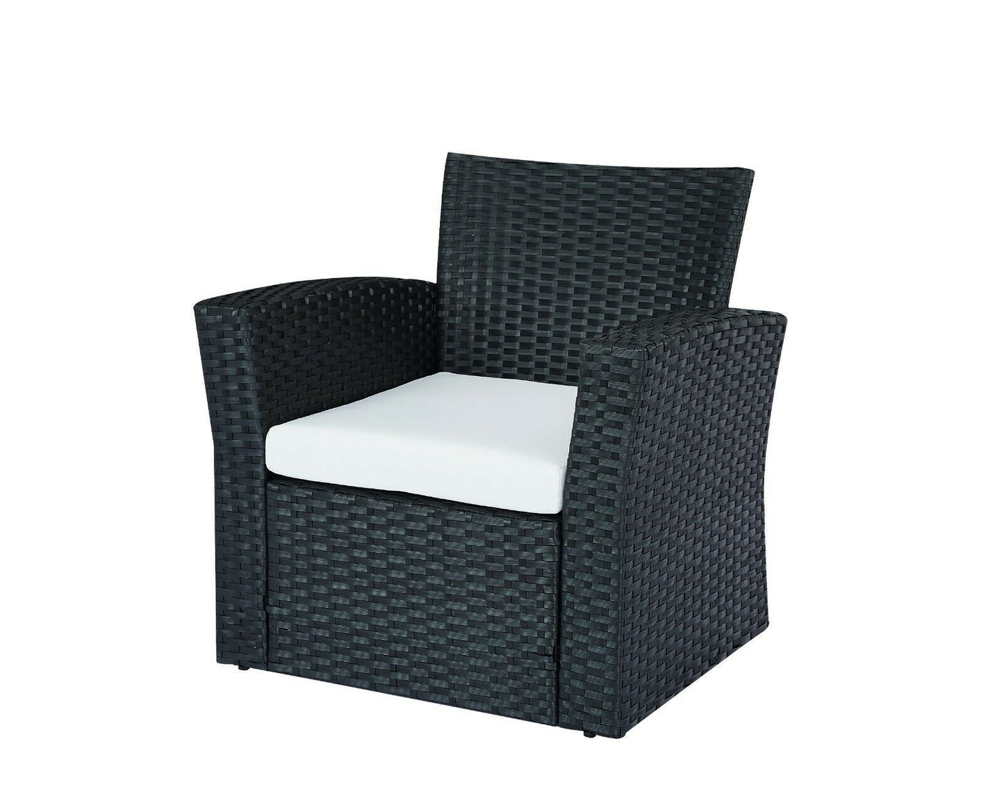 Vegas 4 Piece Rattan Garden Lounger with Cream Cushions - Black