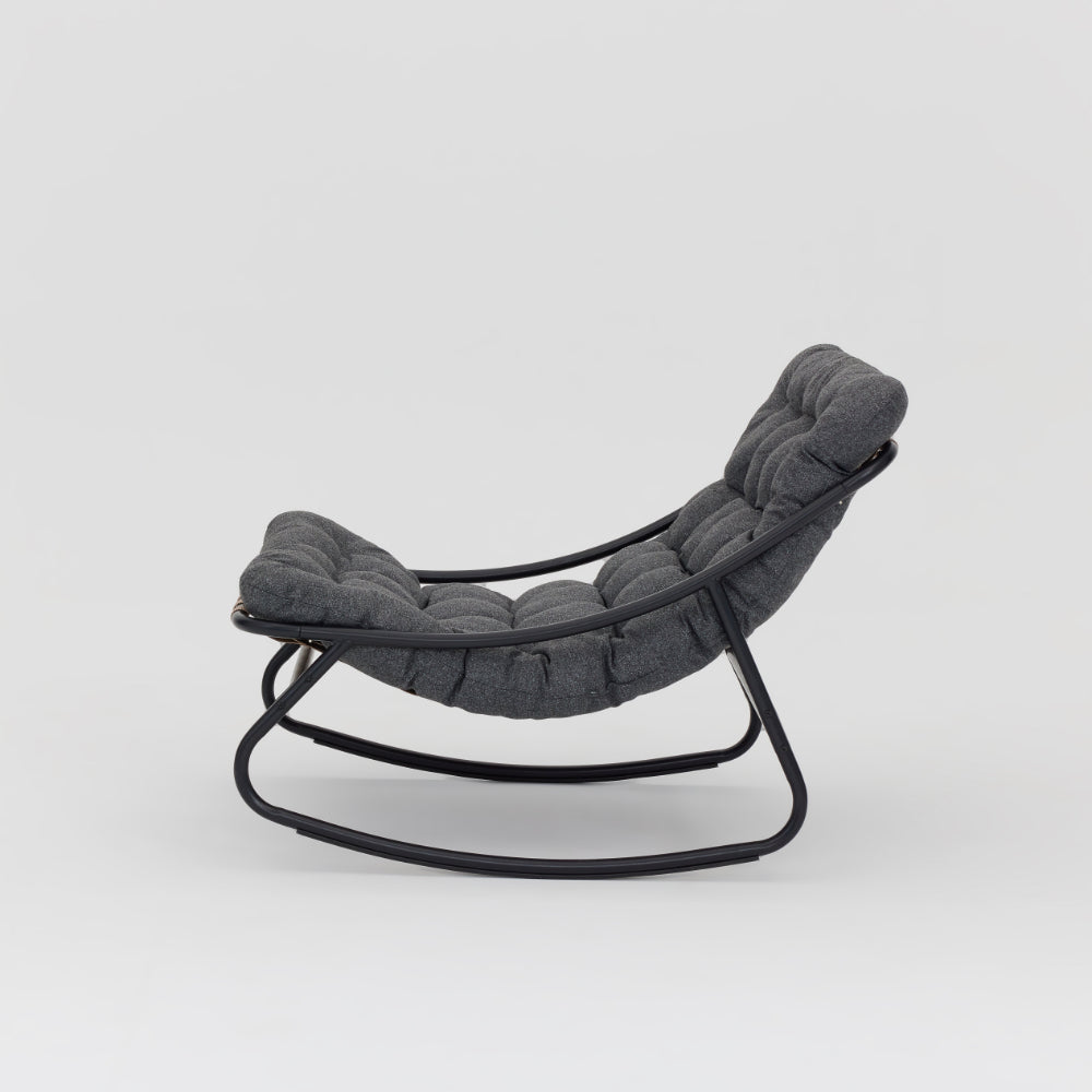 Marbella Garden Rocking Chair with Dark Grey Cushions and Cover - Grey