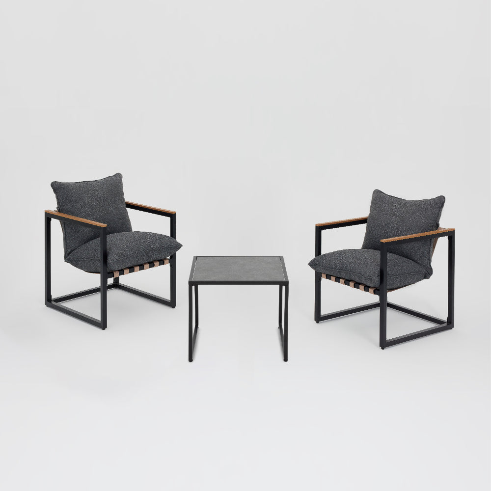 Marbella Balcony Garden Set with Cushions and Cover - Black