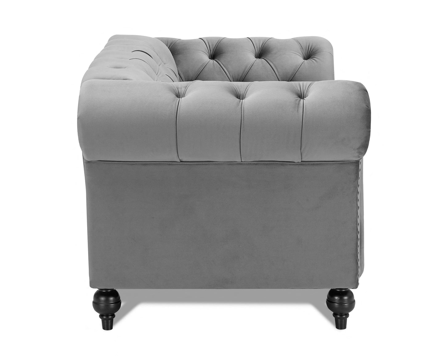 Emma Grey Velvet Curved Sofa 1.5s