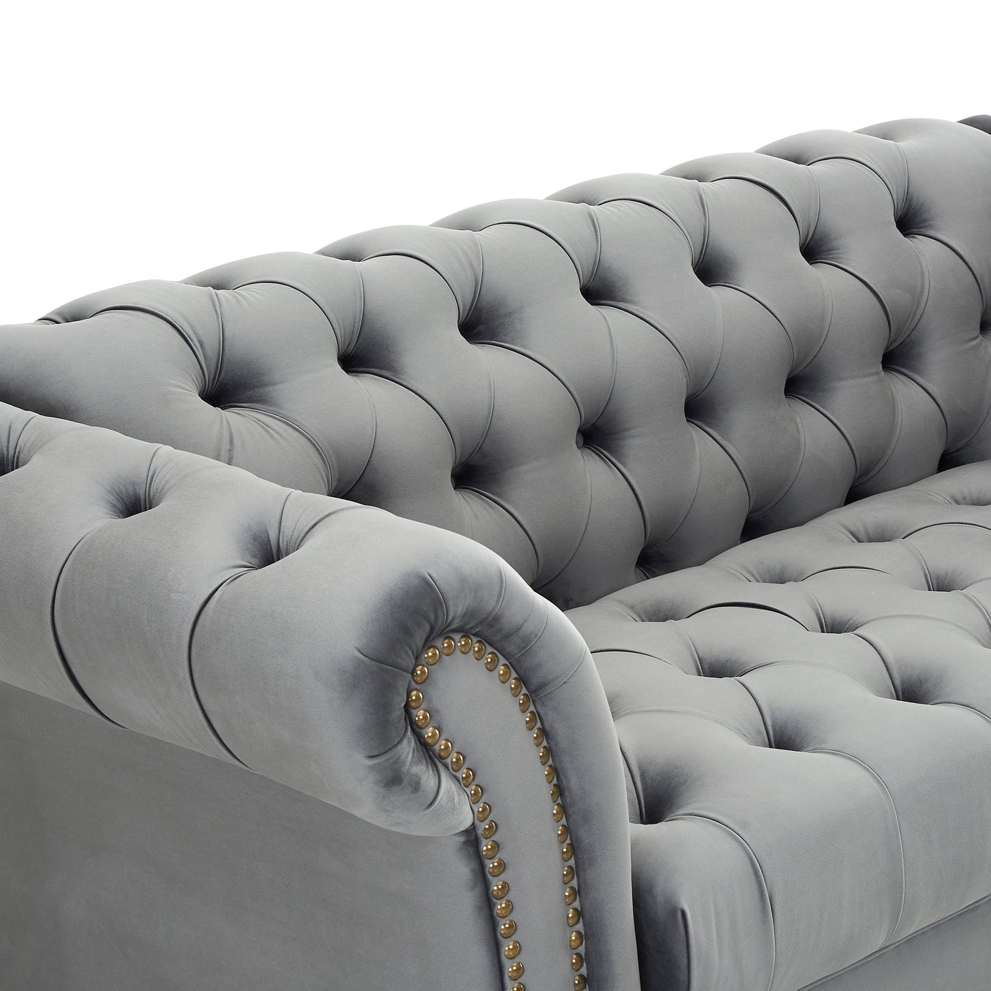 Emma Grey Velvet Curved Sofa 1.5s