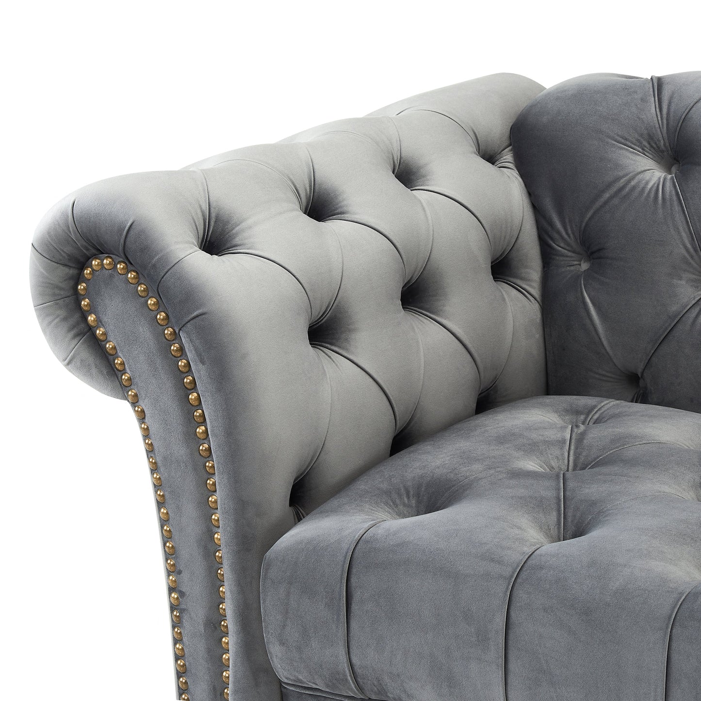Emma Grey Velvet Curved Sofa 1.5s
