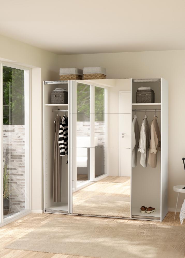 Bergamo Sliding Robe - 1 Mirrored Door + 1 Plain Door - White 180cm