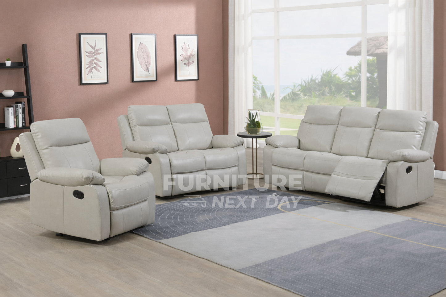 Barnhill 2 Seater Leather Suite - Beige