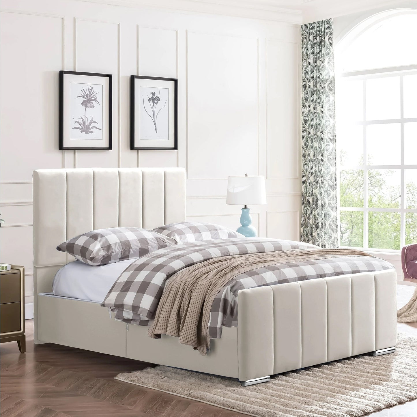 Brooke King Size Bedframe - Plush Velvet Charcoal