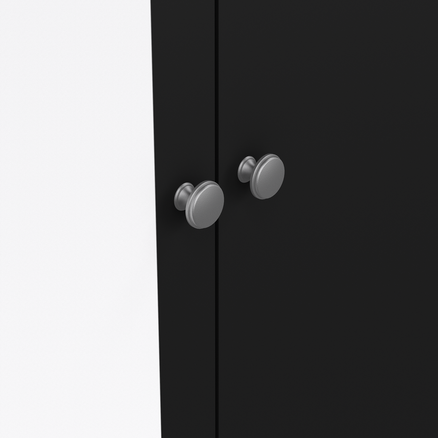 Madrid Wardrobe with 2 plain doors 1 mirror door and 2 drawers - Black