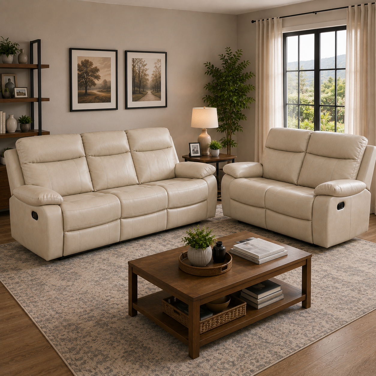 Barnhill 3+1+1 Beige Leather Suite