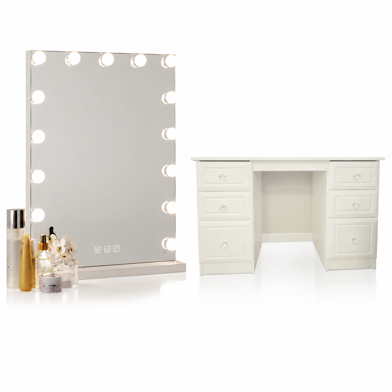 Hollywood 15 Bulb Mirror + Vanity Unit