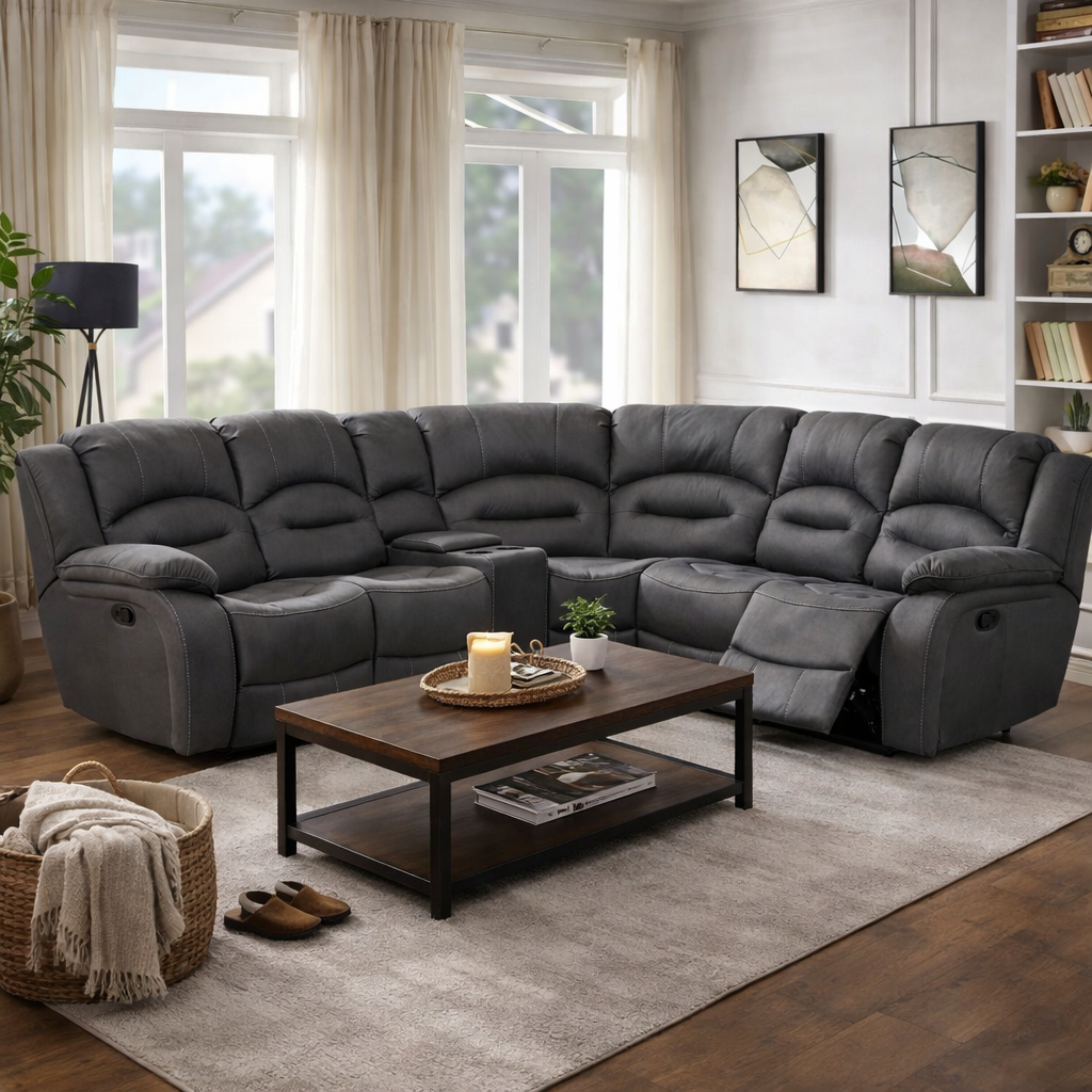 Annfield Corner Group Fabric Manual Recliner- Slate Navy
