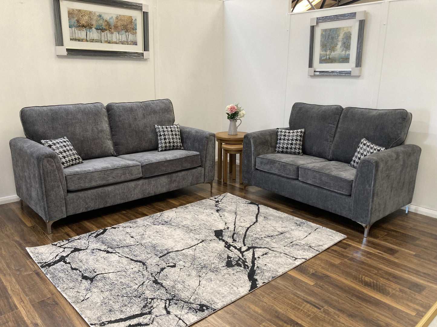 Diva 3+2 Velvet Upholstered Suite - Manhattan Grey