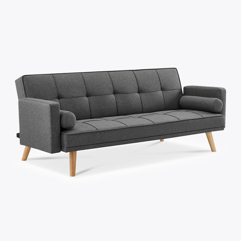 Chester 3 Seater Fabric Sofa Bed with 2 cushions - Charcoal