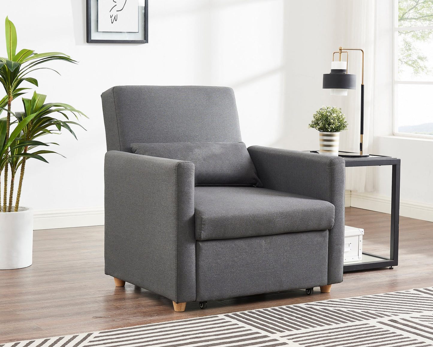 Augustin Fabric Sofa Bed Armchair - Grey