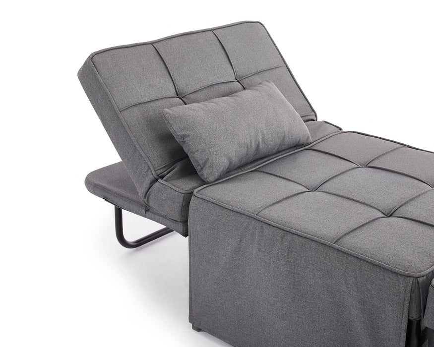 Oillie 1 Seater Fabric Ottoman Sofa Bed - Dark Grey