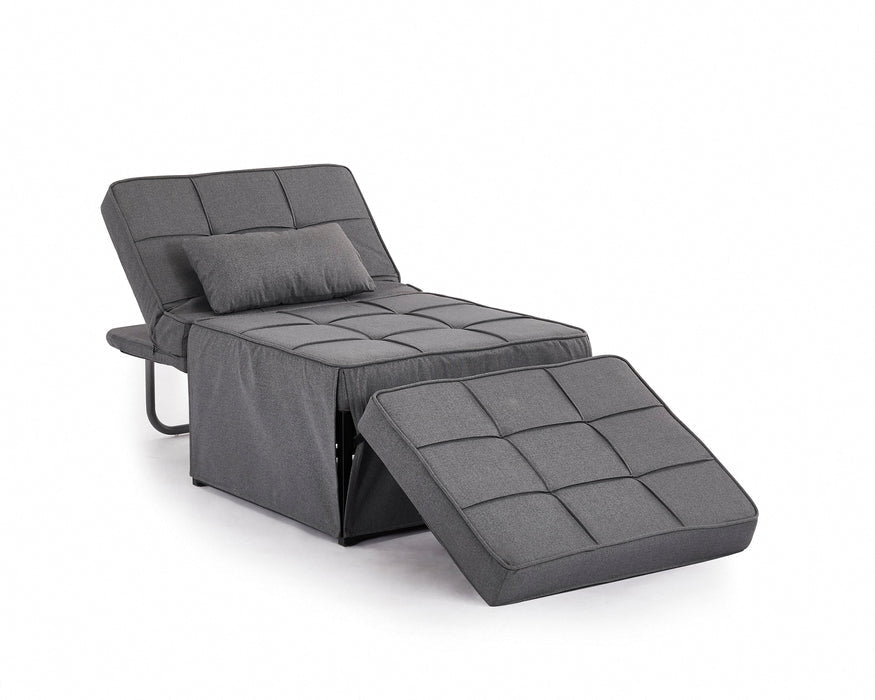 Oillie 1 Seater Fabric Ottoman Sofa Bed - Dark Grey