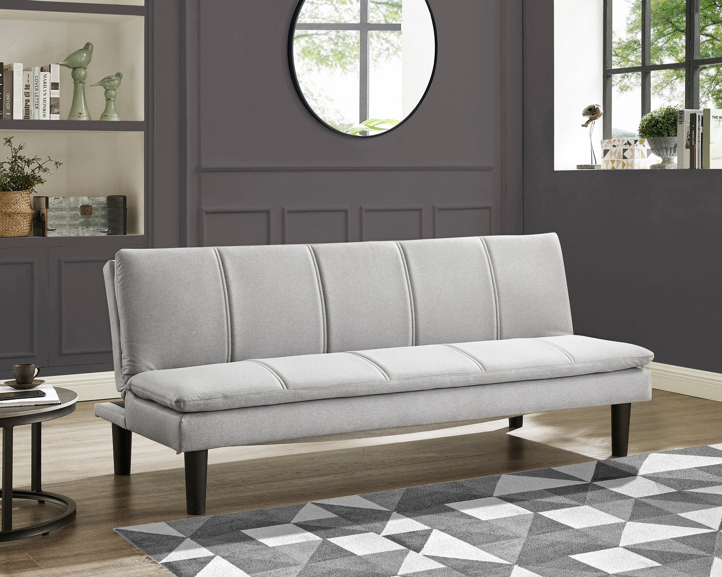 Adam 3 Seater Sofa Bed - Light Grey Woven Fabric