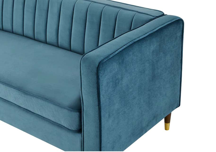 Griffen 3 Seater Fabric Sofa - Blue Velvet