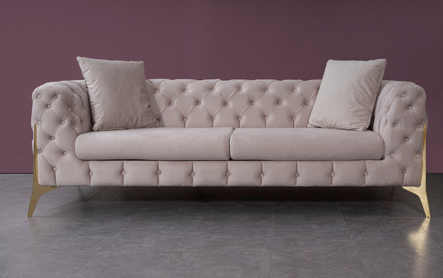Jaya 2 Seater Velvet Sofa- Cream