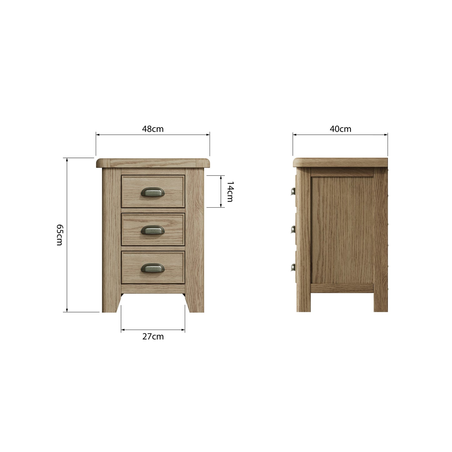 Helios Smoked Oak Large Bedside Cabinet