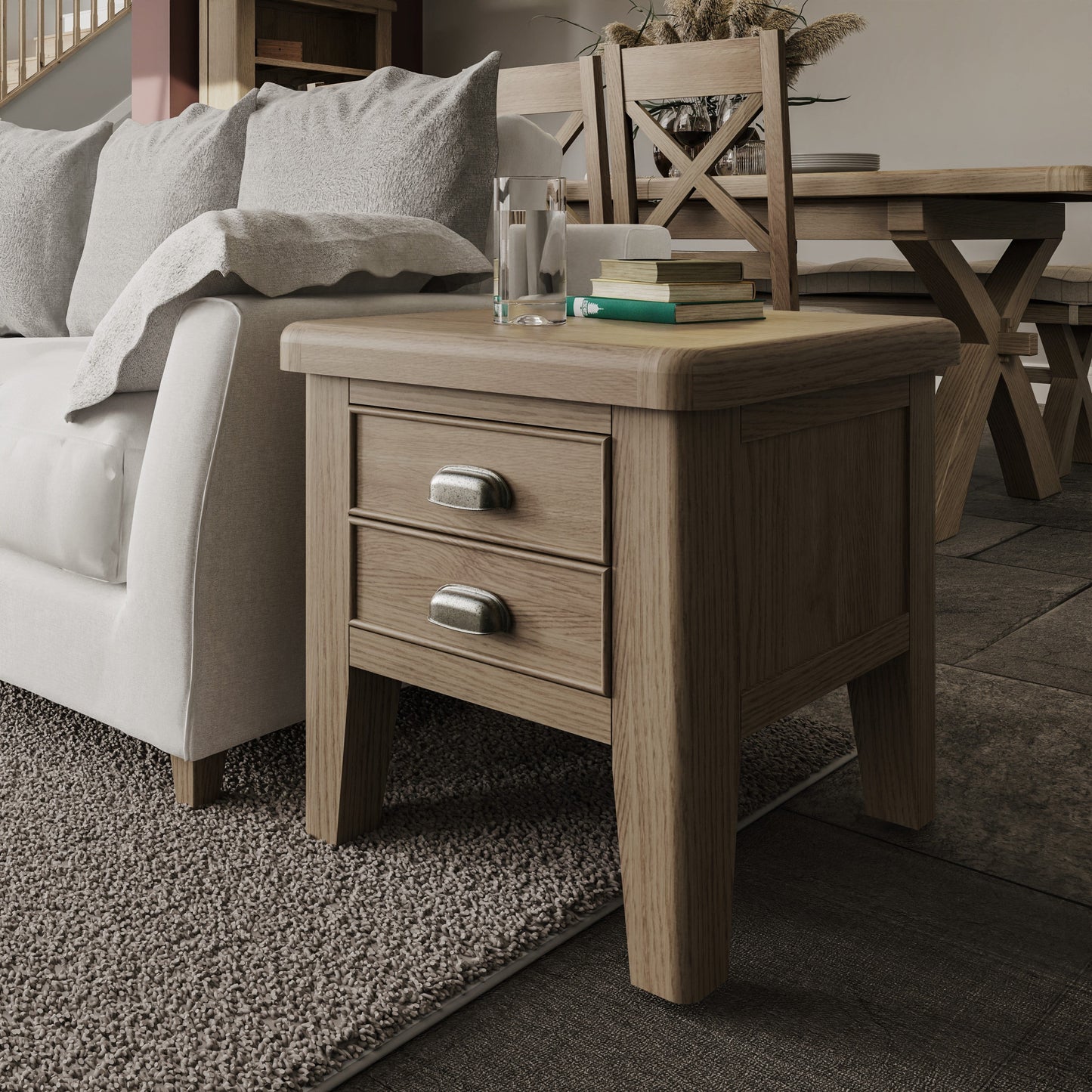 Helios Smoked Oak Lamp Table