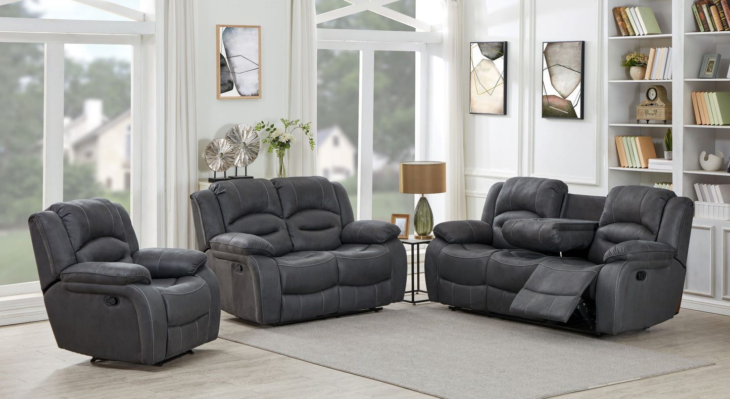 Annfield 3 Seater Fabric Manual Recliner- Slate Navy