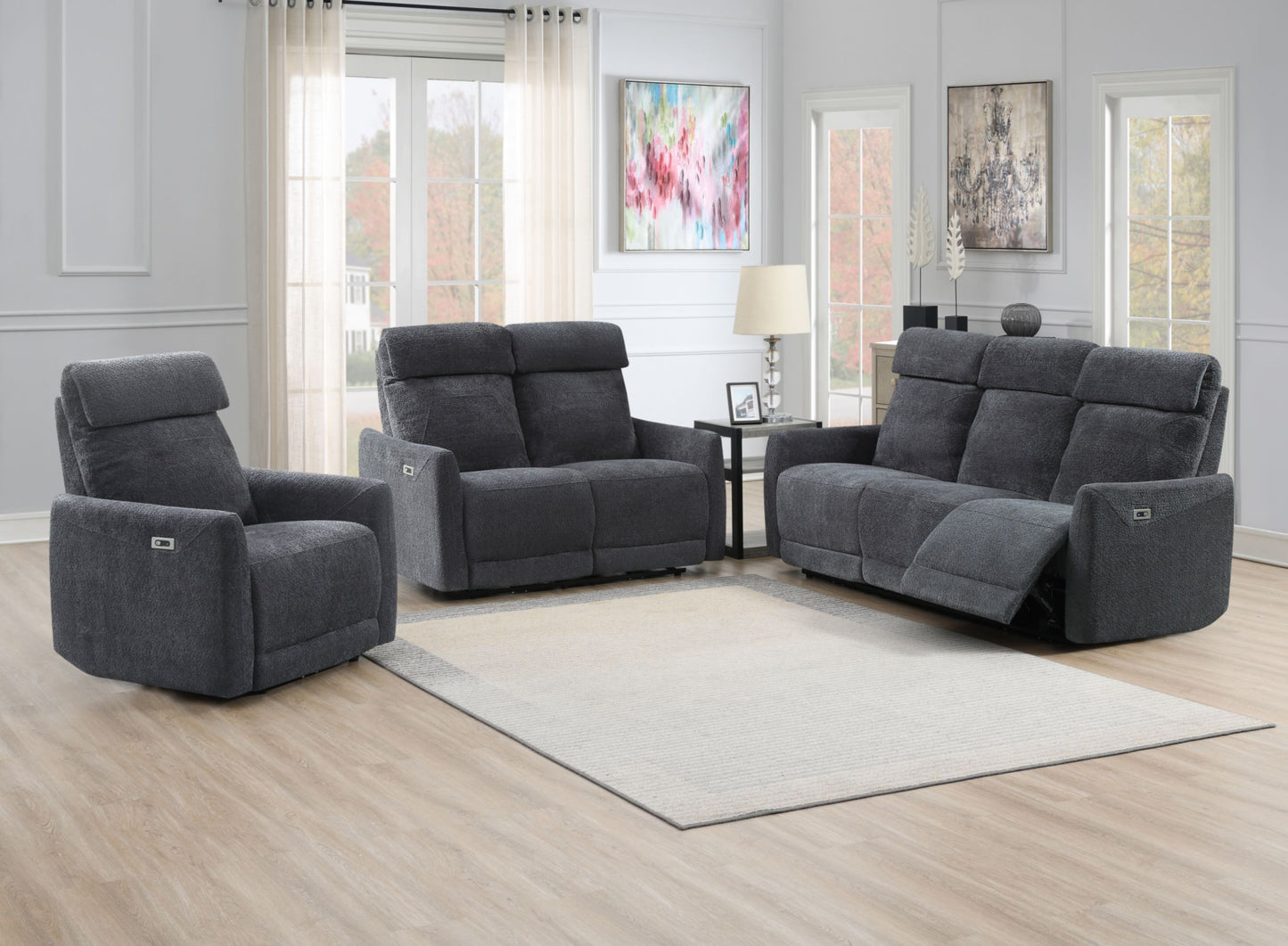 Edenmore 3+1+1 Power Recliner - Grey
