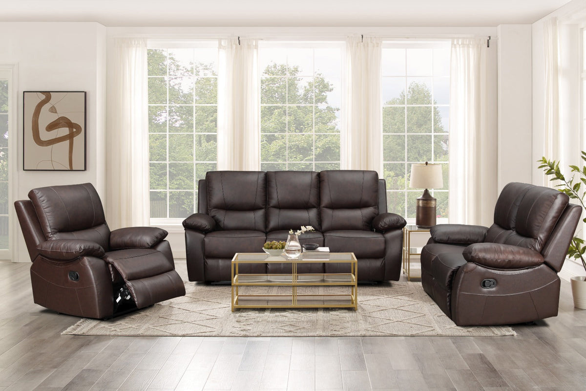 Galway 3RR + 2RR +1R Seater Leather Manual Recliner-Brown