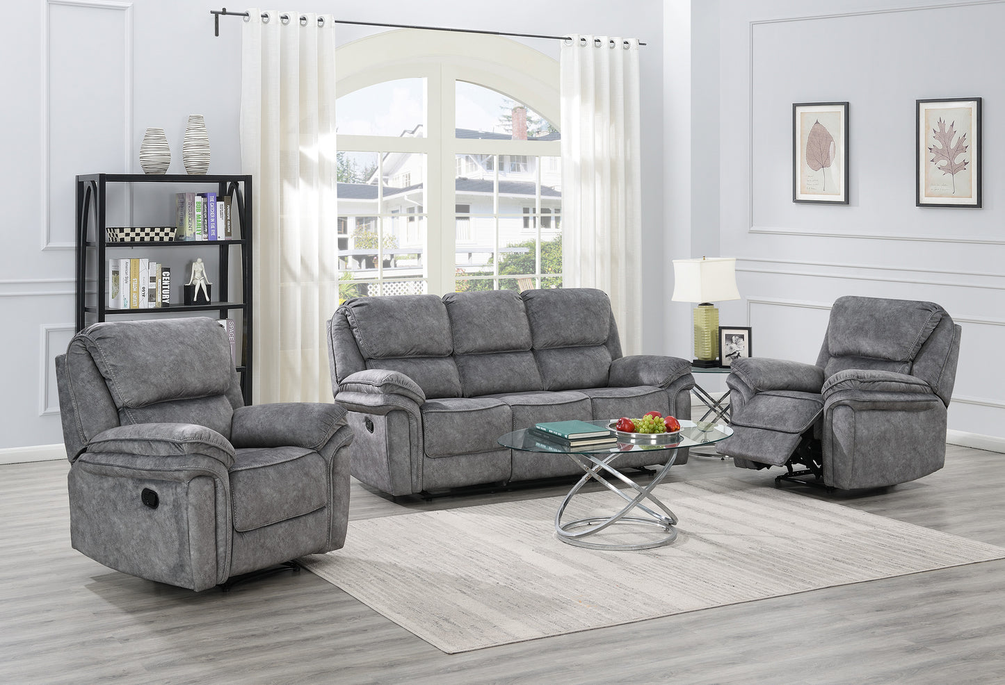 Grange 2 Seater Fabric Manual Recliner- Dark Grey