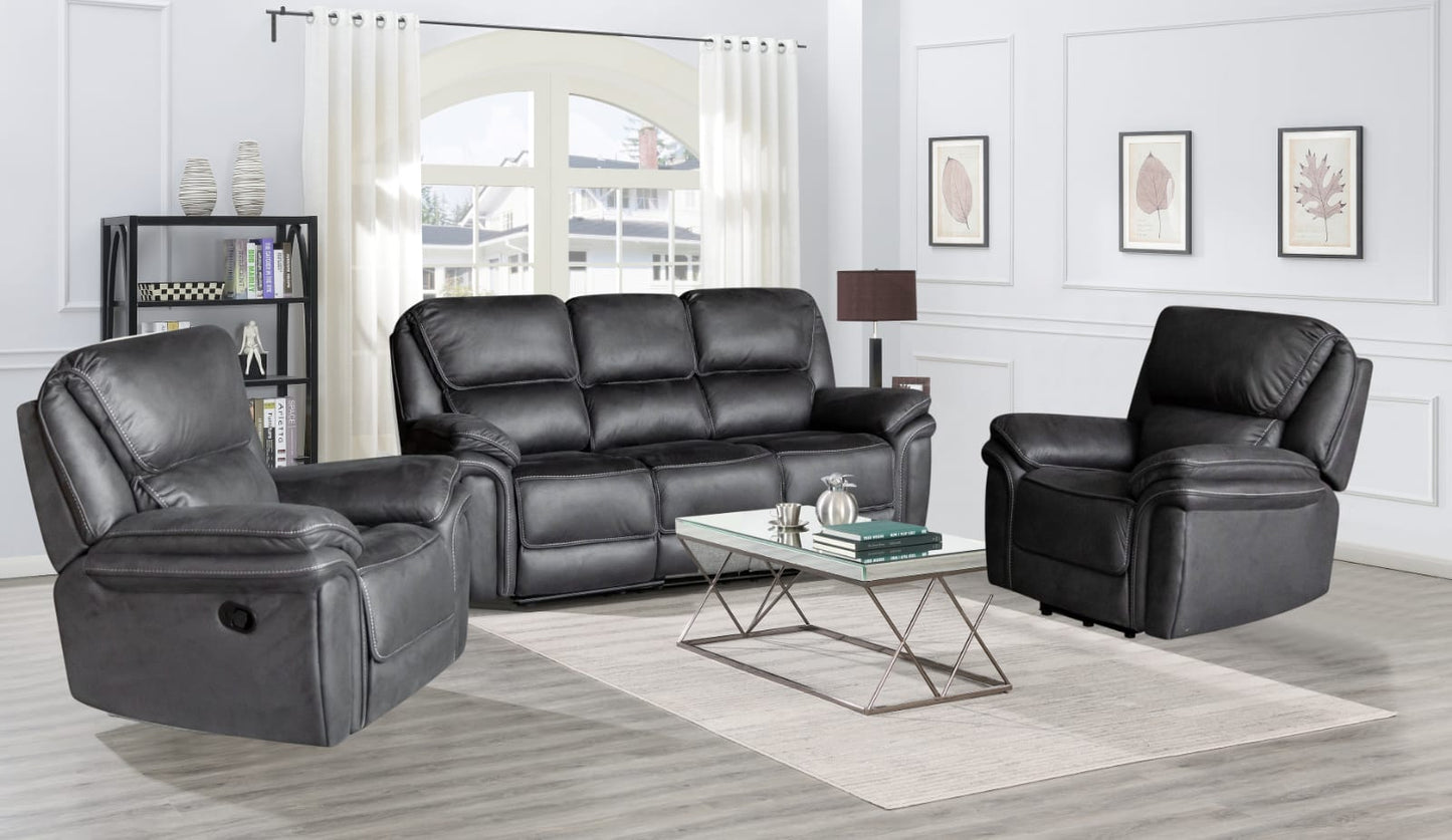 Grange 3 Seater Fabric Manual Recliner- Slate