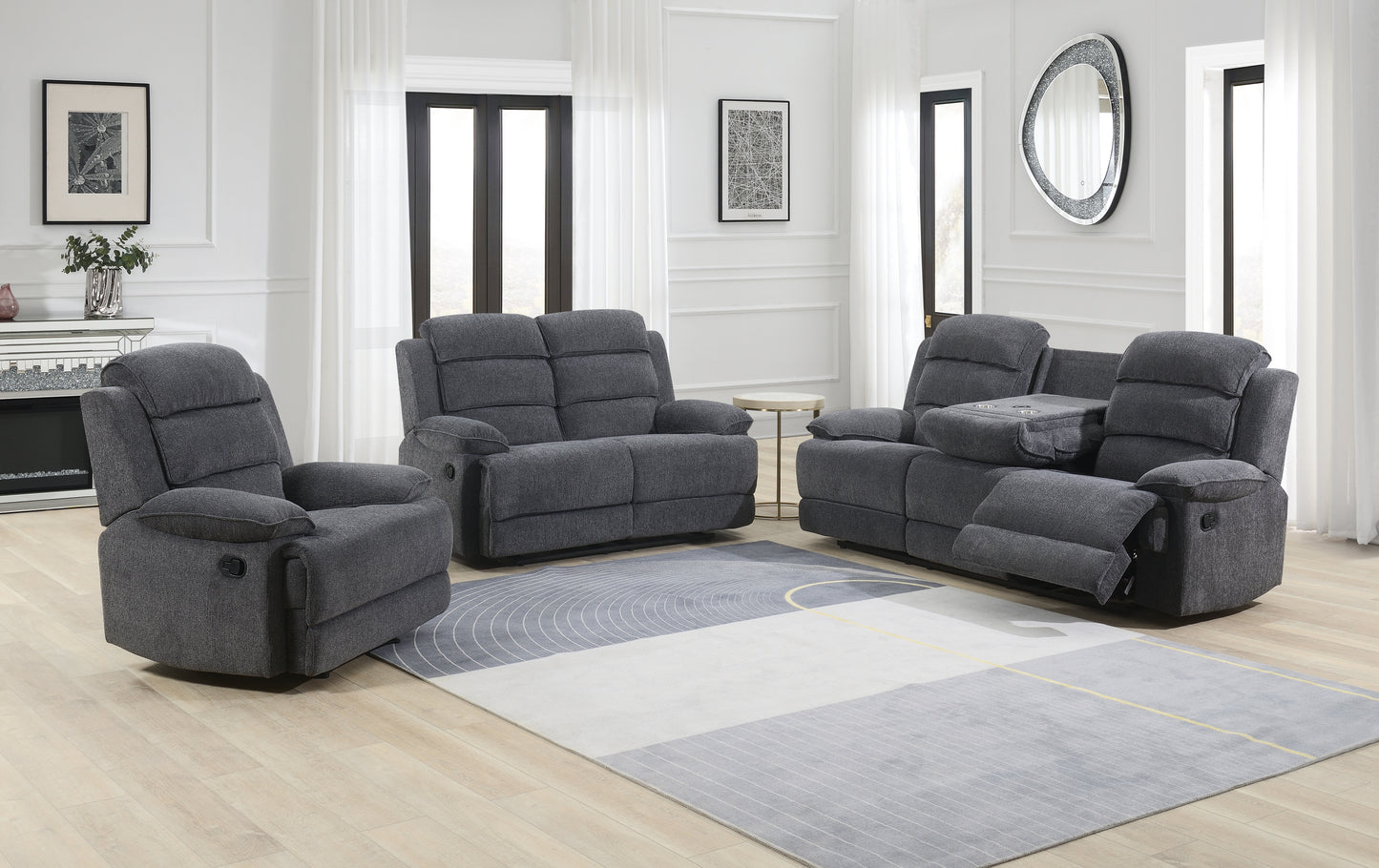 Limerick 1 Seater Fabric Recliner - Light Grey