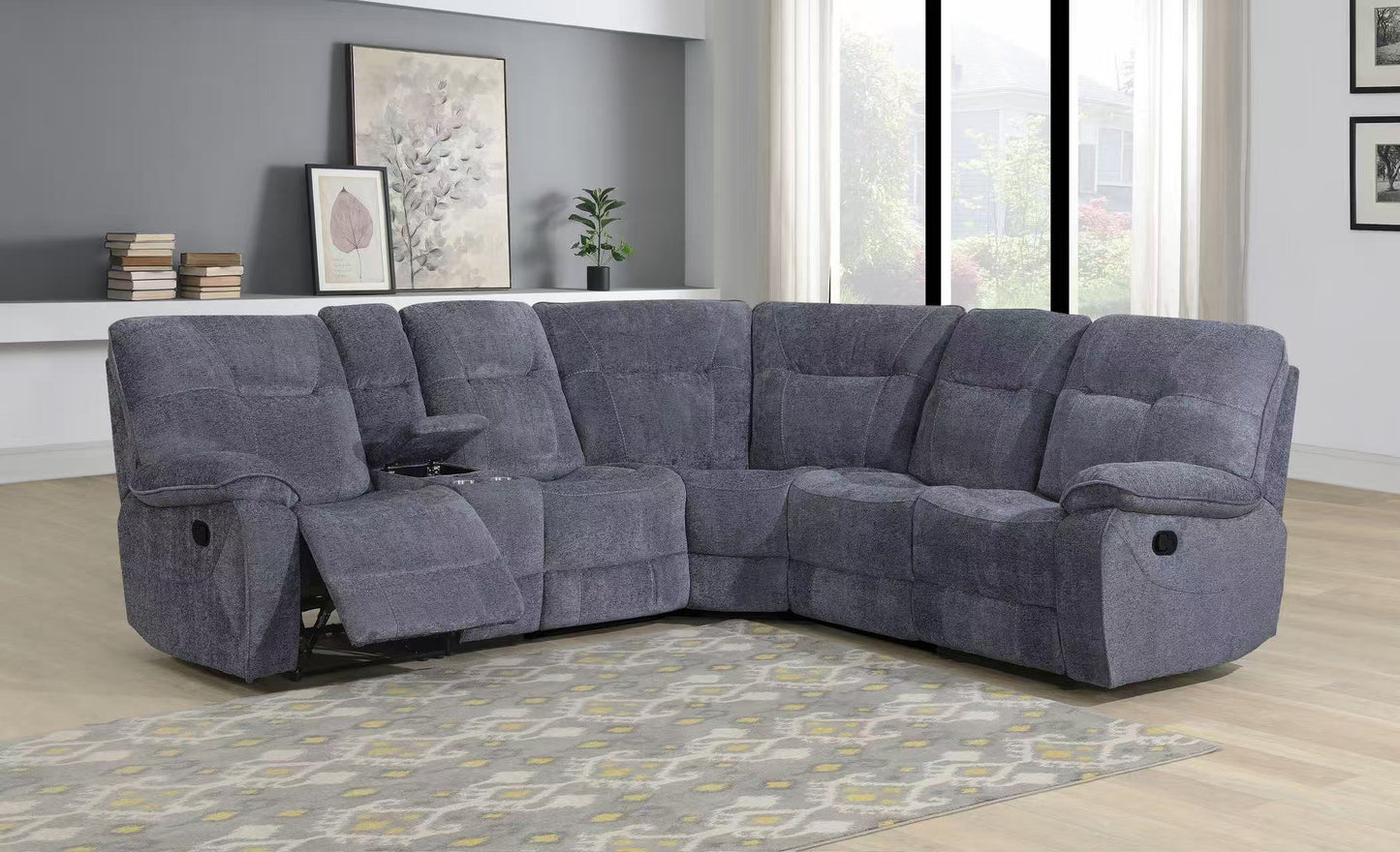 Castlegreen Corner Group Fabric Manual Recliner- Dark Grey