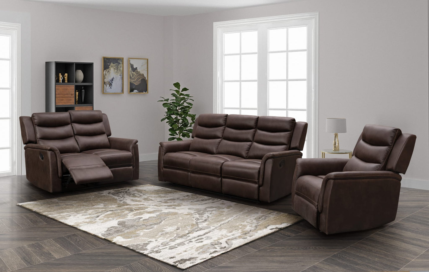 Elm Recliner Suite - Brown
