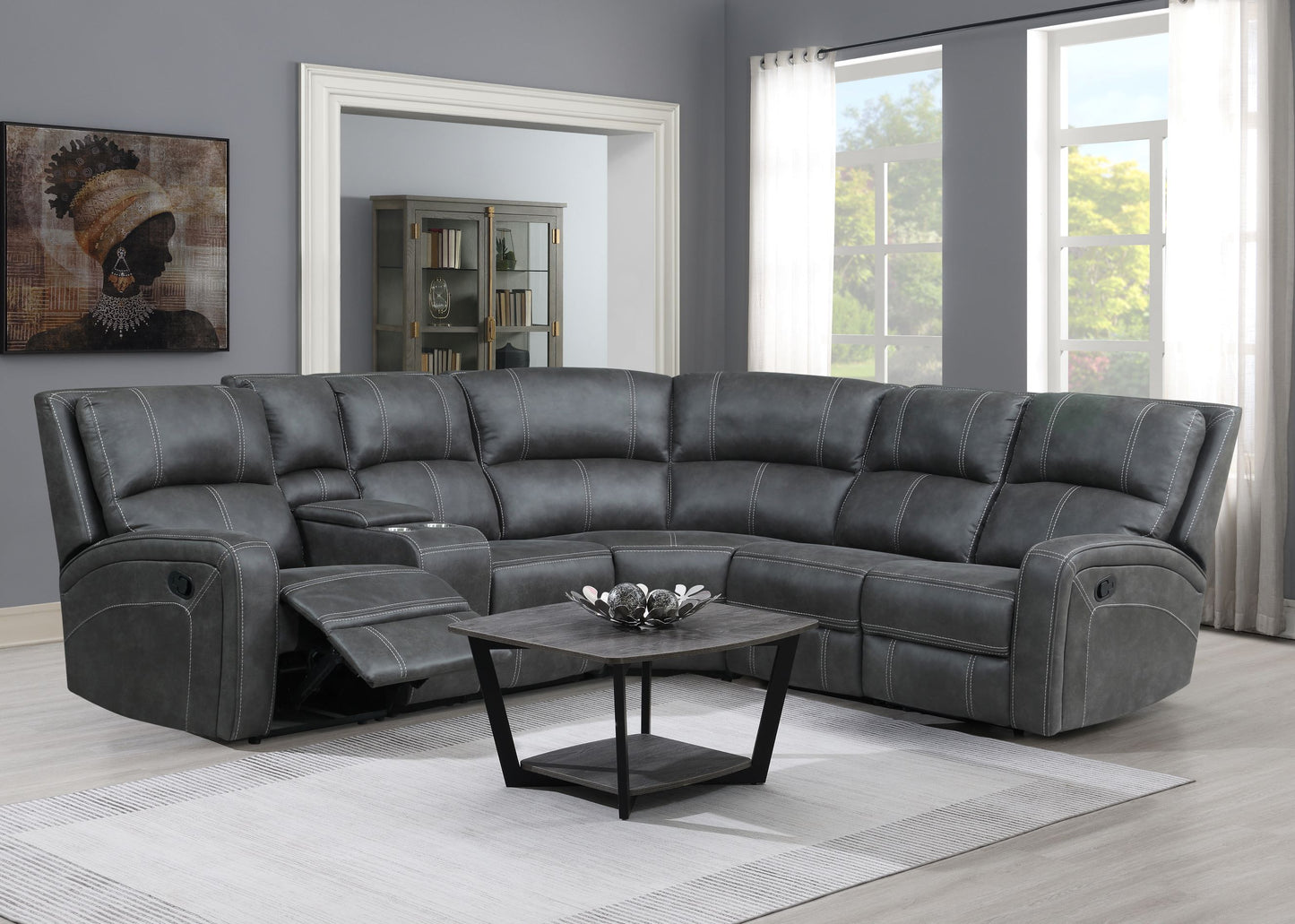 Ringwoods Corner Group Fabric Manual Recliner-Grey