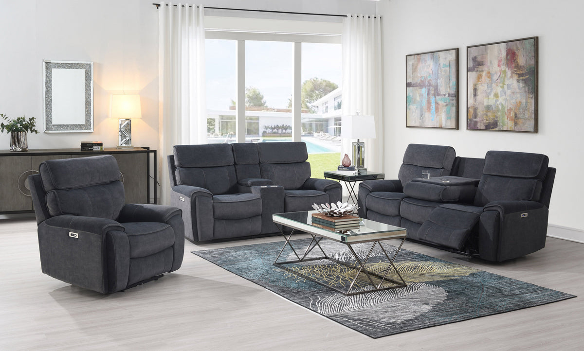 Springhill 2 Seater with Console Fabric Electric Recliner- Grey