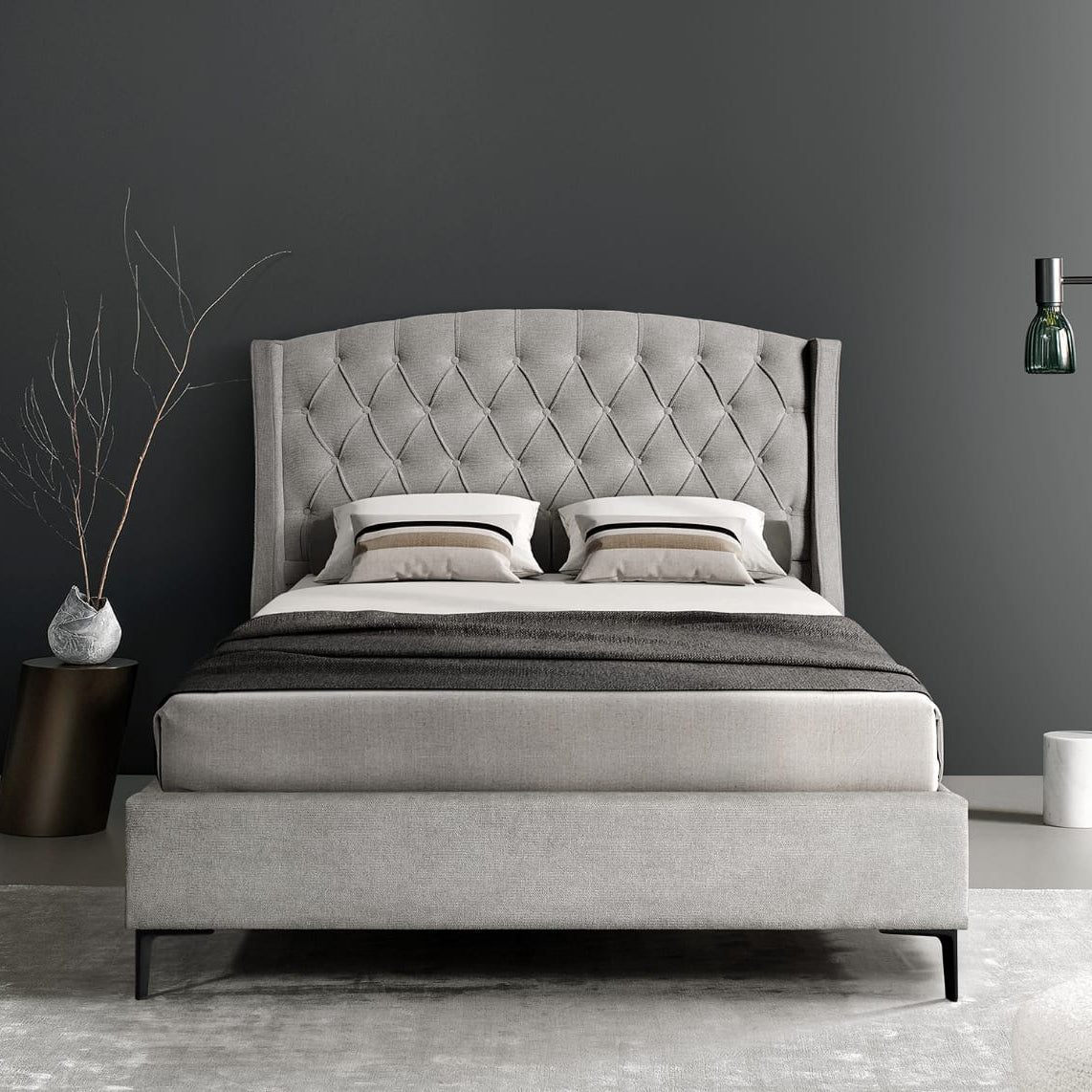 Windsor 4'6 Double Bed - Grey Fabric