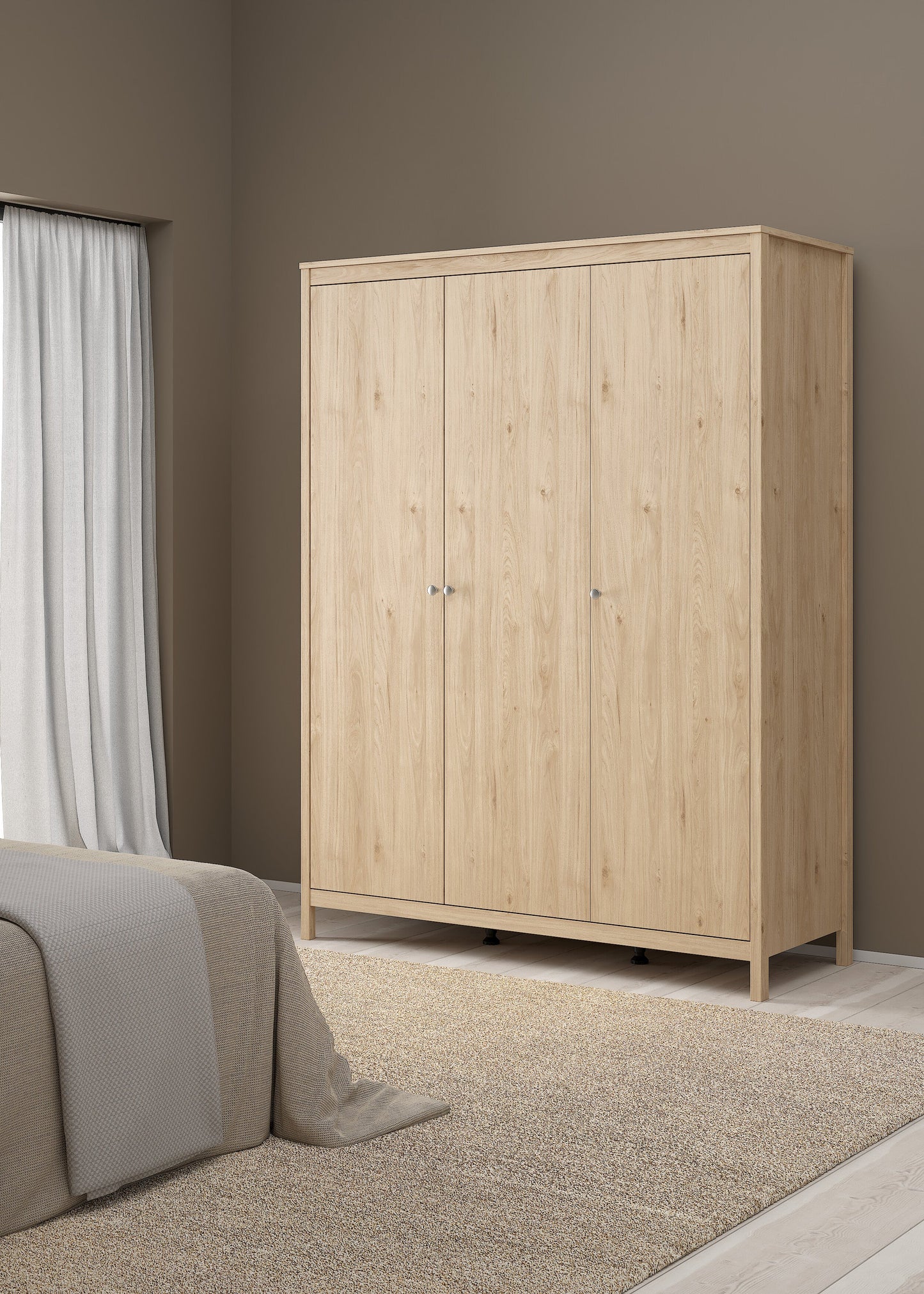 Madrid 3 Door Wardrobe - Jackson Hickory