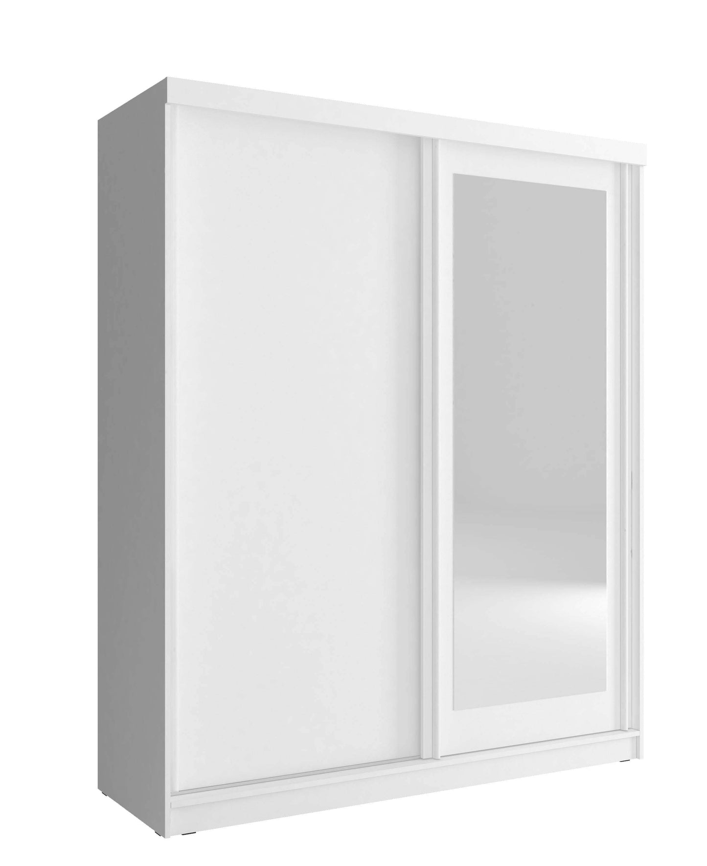 Nord 200cm 2 Door Sliding Wardrobe with 1 Mirrored Door - White