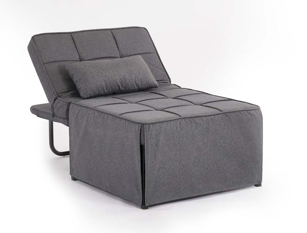 Oillie 1 Seater Fabric Ottoman Sofa Bed - Dark Grey