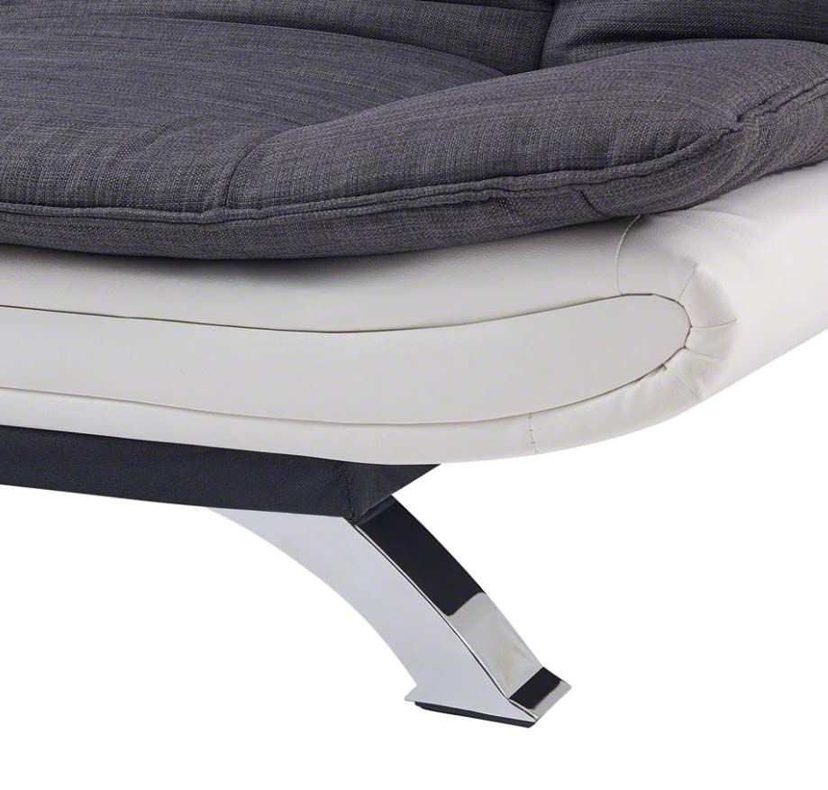 Detroit 2 Seater Sofa Bed Recliner - Charcoal Fabric / White Faux Leather
