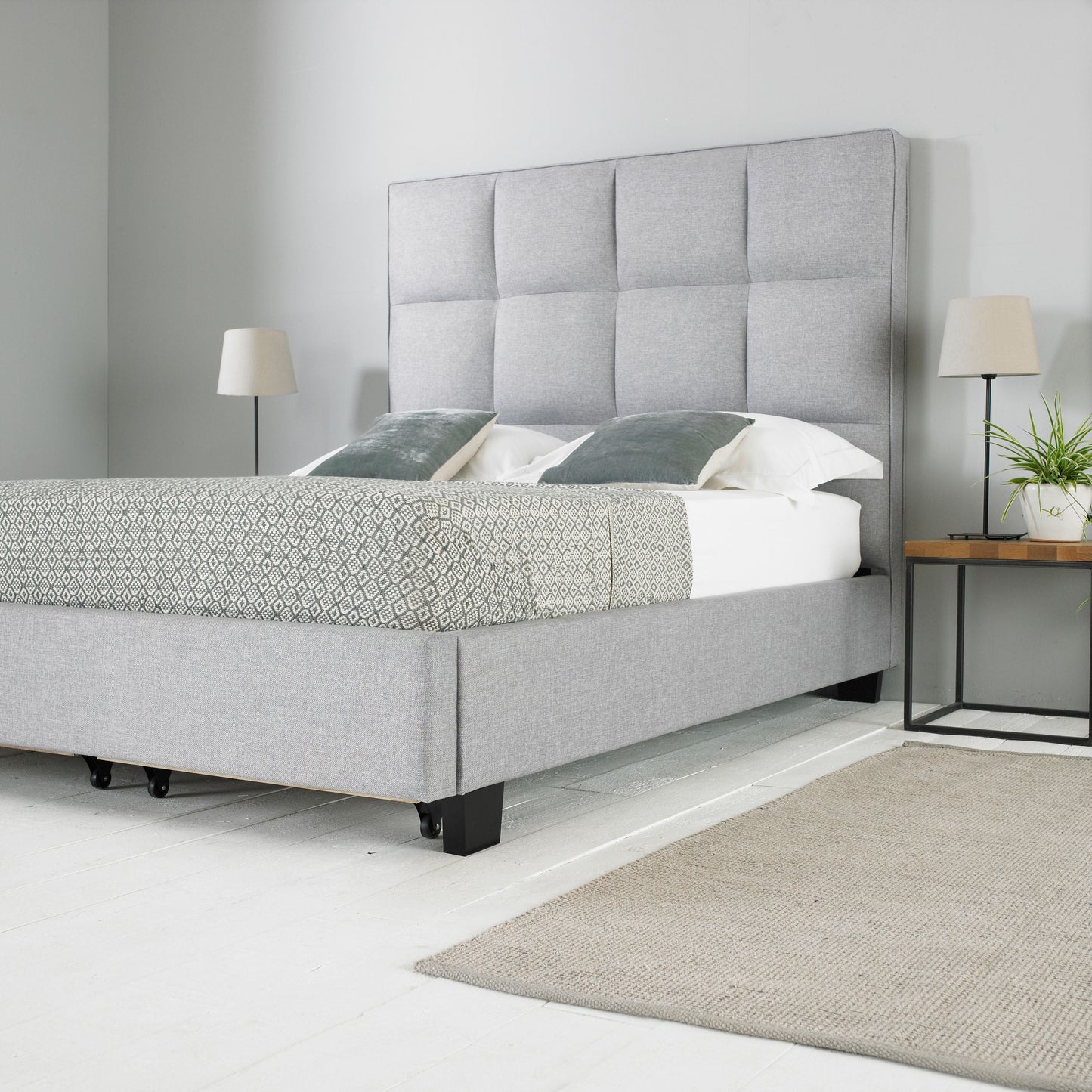 Palma King Bed with Pull Out Drawer - Grey