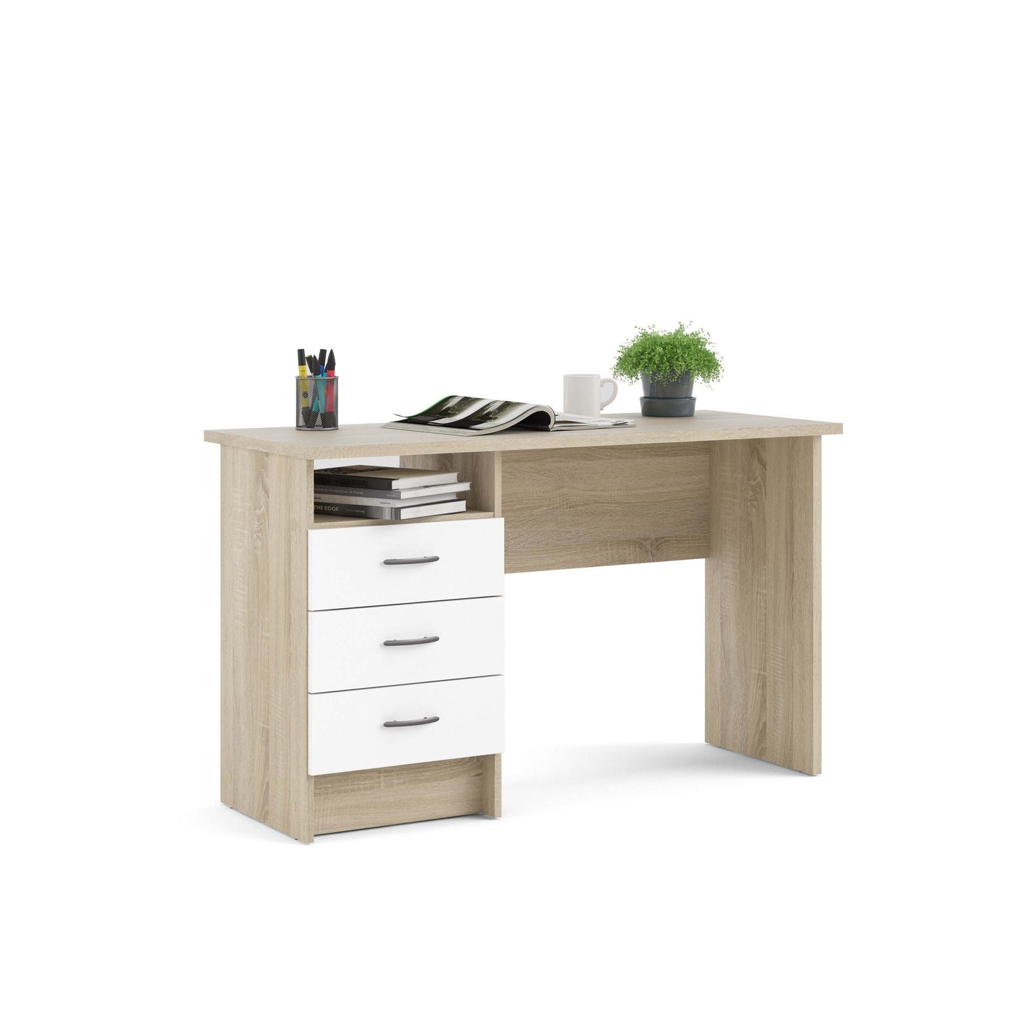 Function Plus Standard Desk - Oak / White