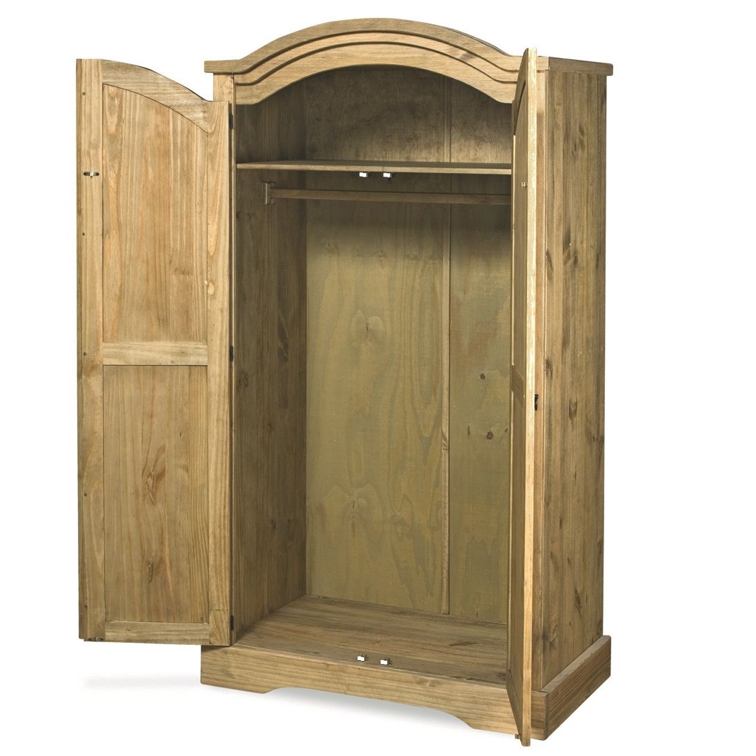 Corona 2 Door Arch Top Wardrobe - Distressed Waxed Pine