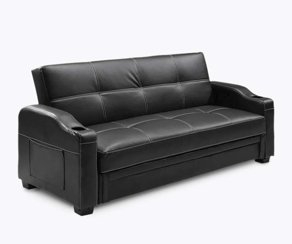 Dakota Faux Leather Storage Sofa Bed Recliner - Black