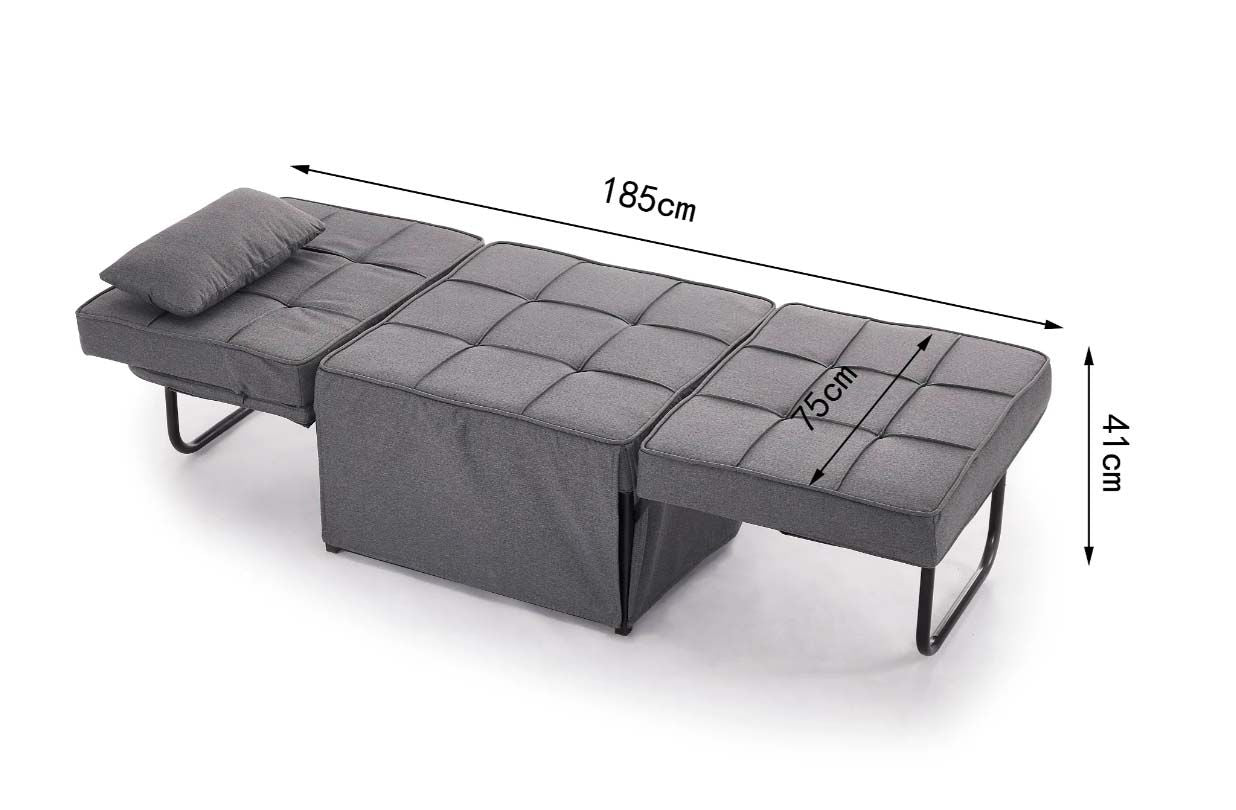 Oillie 1 Seater Fabric Ottoman Sofa Bed - Dark Grey