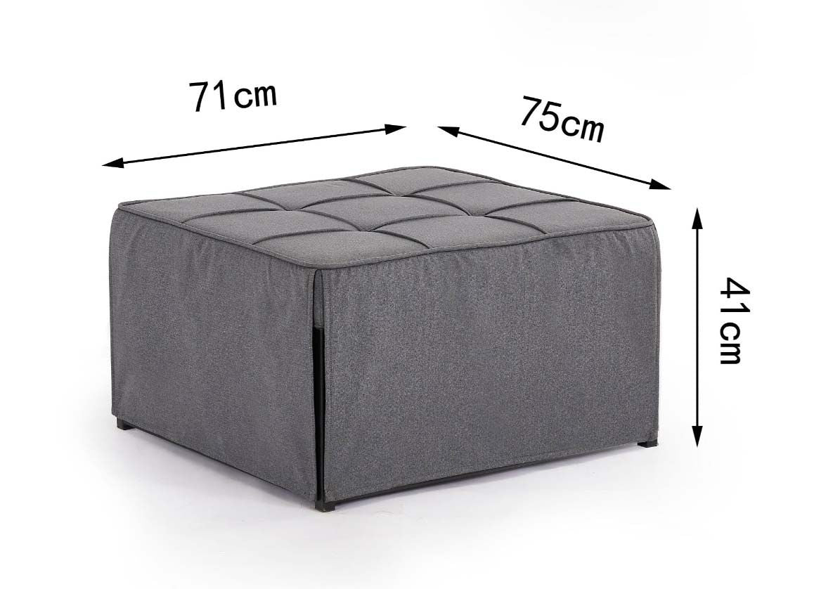 Oillie 1 Seater Fabric Ottoman Sofa Bed - Dark Grey