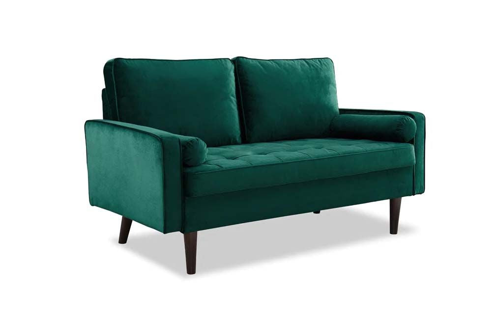 Anya 2 Seater Velvet Upholstered Cushion Sofa - Green