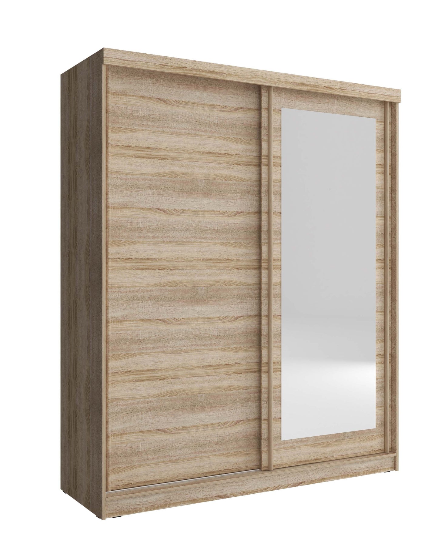 Nord 200cm 2Door Sliding Wardrobe with 1 Mirrored Door - Oak