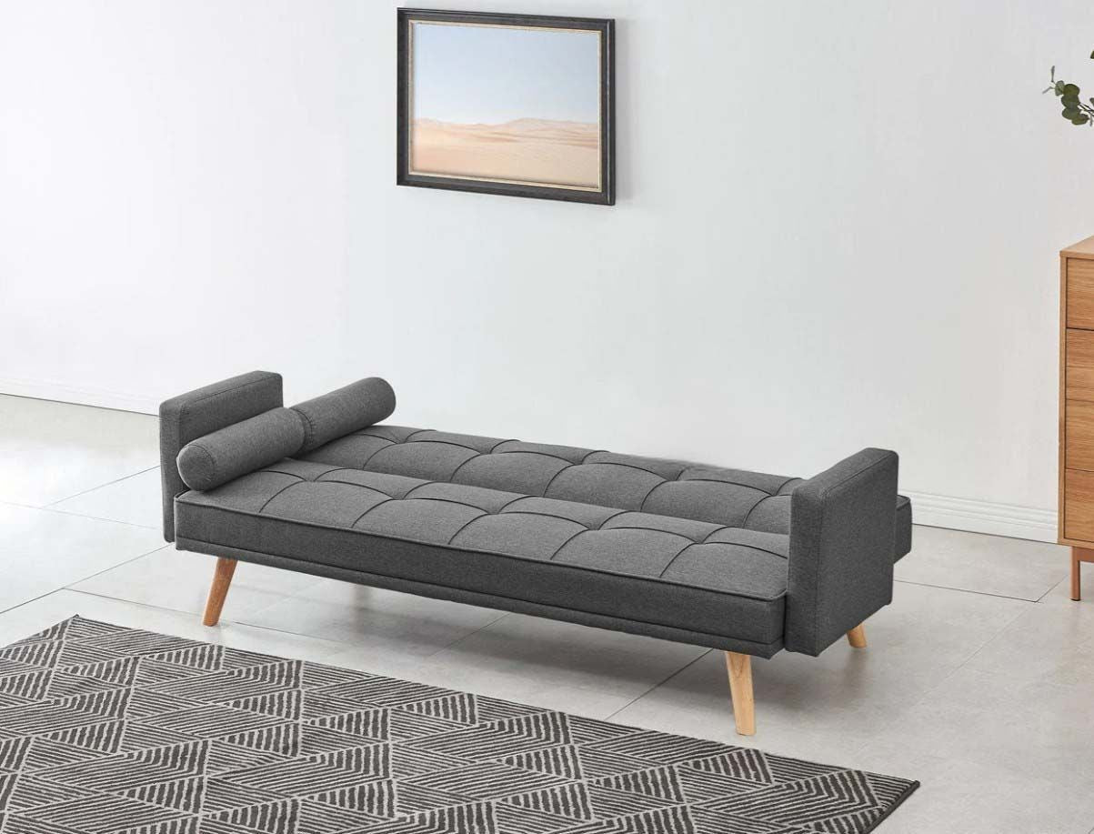 Chester 3 Seater Fabric Sofa Bed with 2 cushions - Charcoal