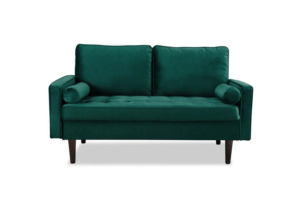 Anya 2 Seater Velvet Upholstered Cushion Sofa - Green