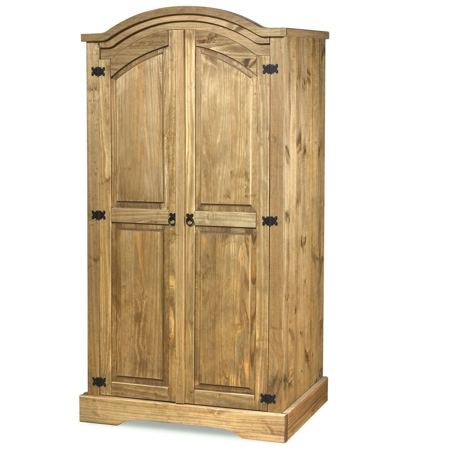 Corona 2 Door Arch Top Wardrobe - Distressed Waxed Pine